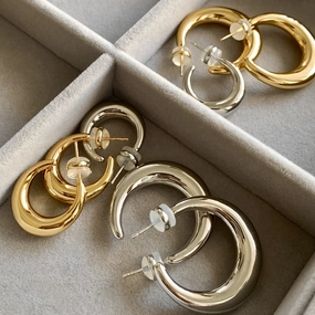Wholesale Smooth cold style metal circle silver needle s925 silver Earrings