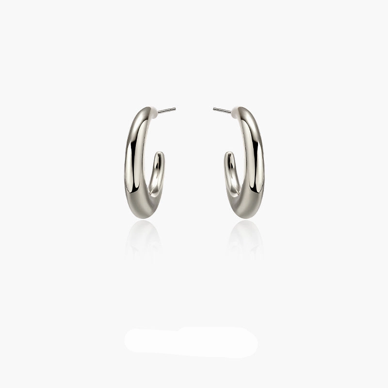 Wholesale Smooth cold style metal circle silver needle s925 silver Earrings