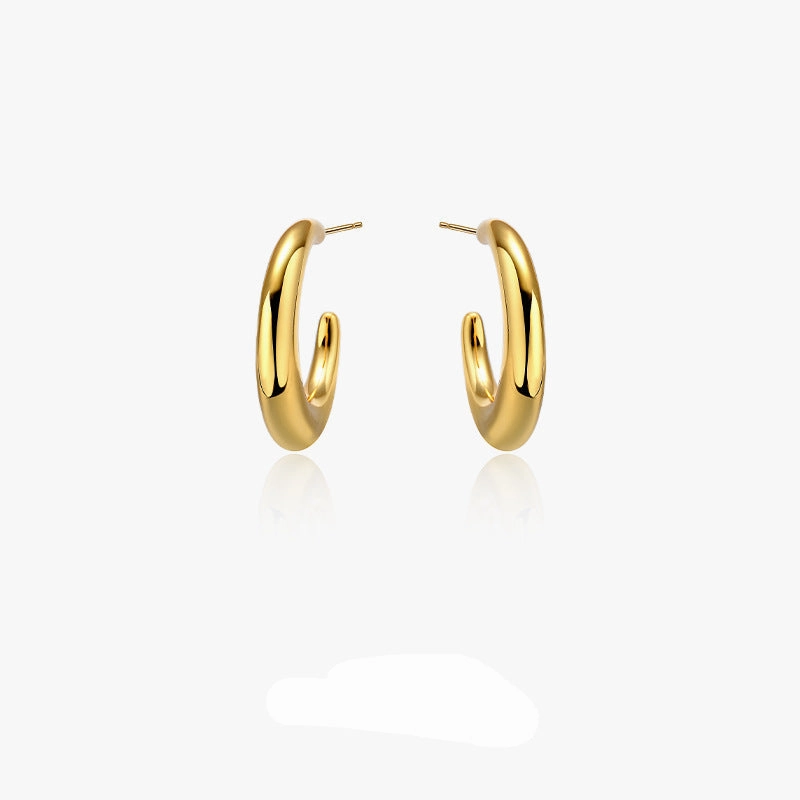 Wholesale Smooth cold style metal circle silver needle s925 silver Earrings
