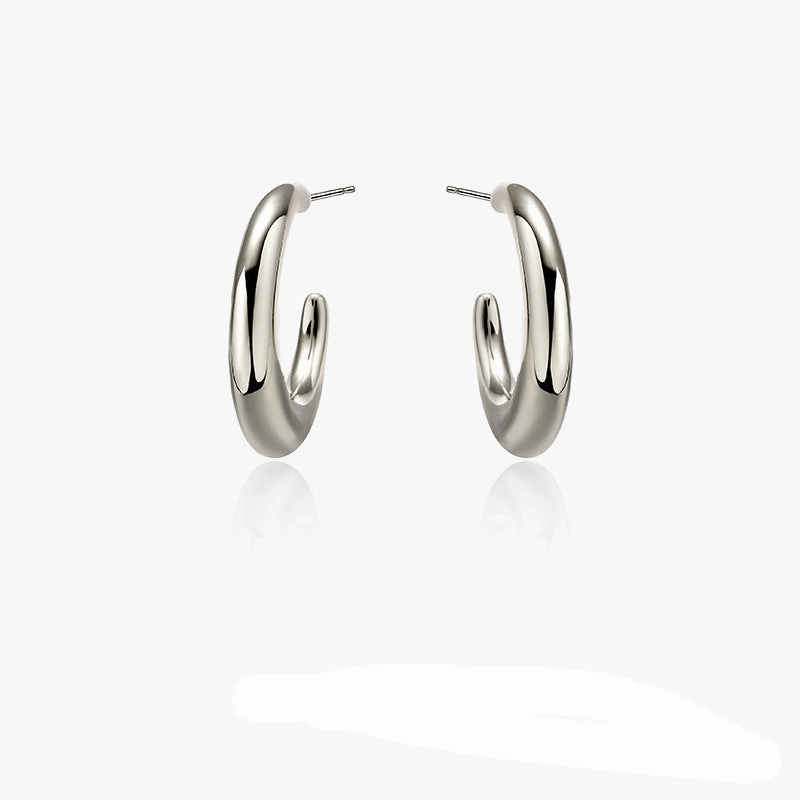 Wholesale Smooth cold style metal circle silver needle s925 silver Earrings
