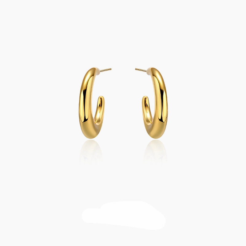 Wholesale Smooth cold style metal circle silver needle s925 silver Earrings
