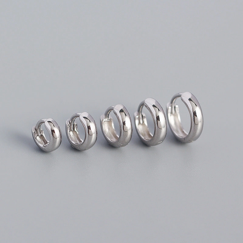 Wholesale Smooth Round Simple Stacking Temperament Versatile S925 Sterling Silver Earrings
