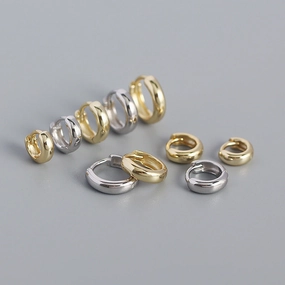 Wholesale Smooth Round Simple Stacking Temperament Versatile S925 Sterling Silver Earrings