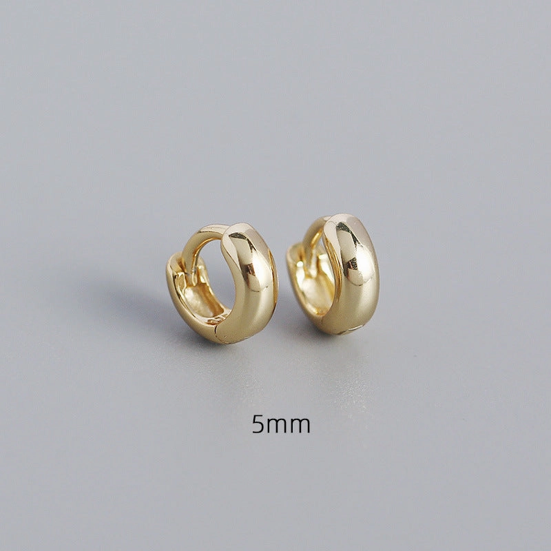 Wholesale Smooth Round Simple Stacking Temperament Versatile S925 Sterling Silver Earrings