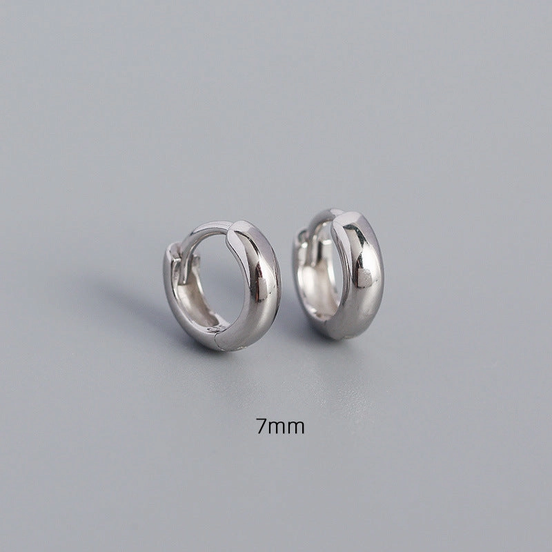 Wholesale Smooth Round Simple Stacking Temperament Versatile S925 Sterling Silver Earrings