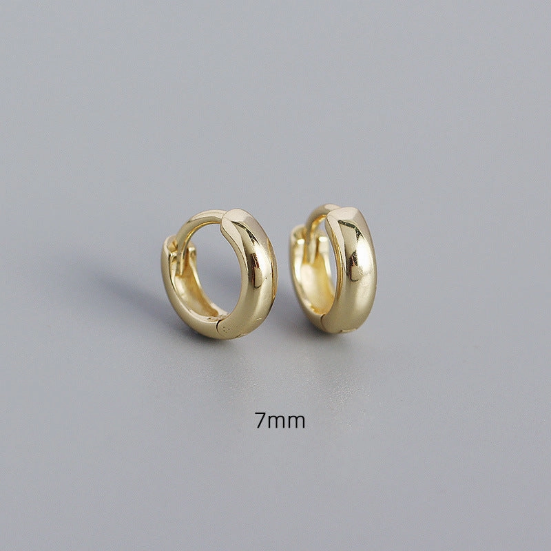 Wholesale Smooth Round Simple Stacking Temperament Versatile S925 Sterling Silver Earrings