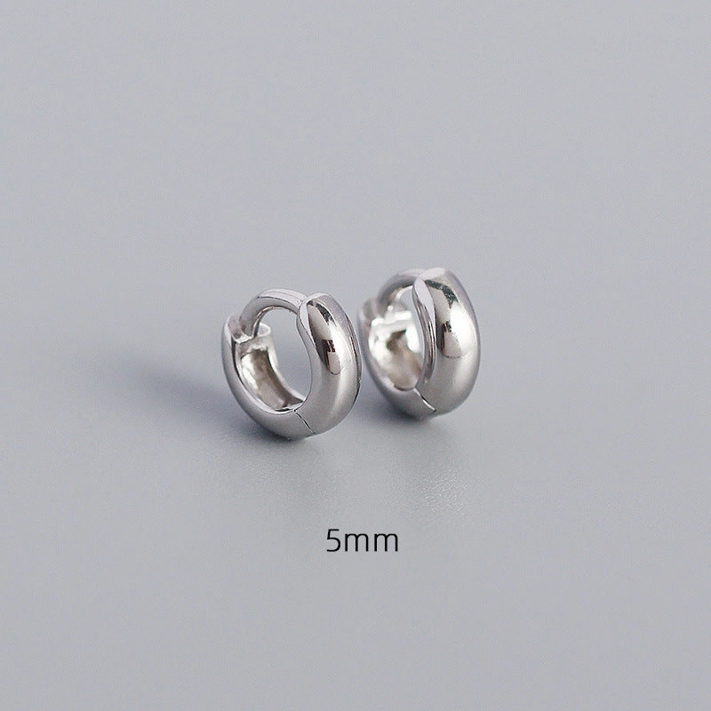 Wholesale Smooth Round Simple Stacking Temperament Versatile S925 Sterling Silver Earrings
