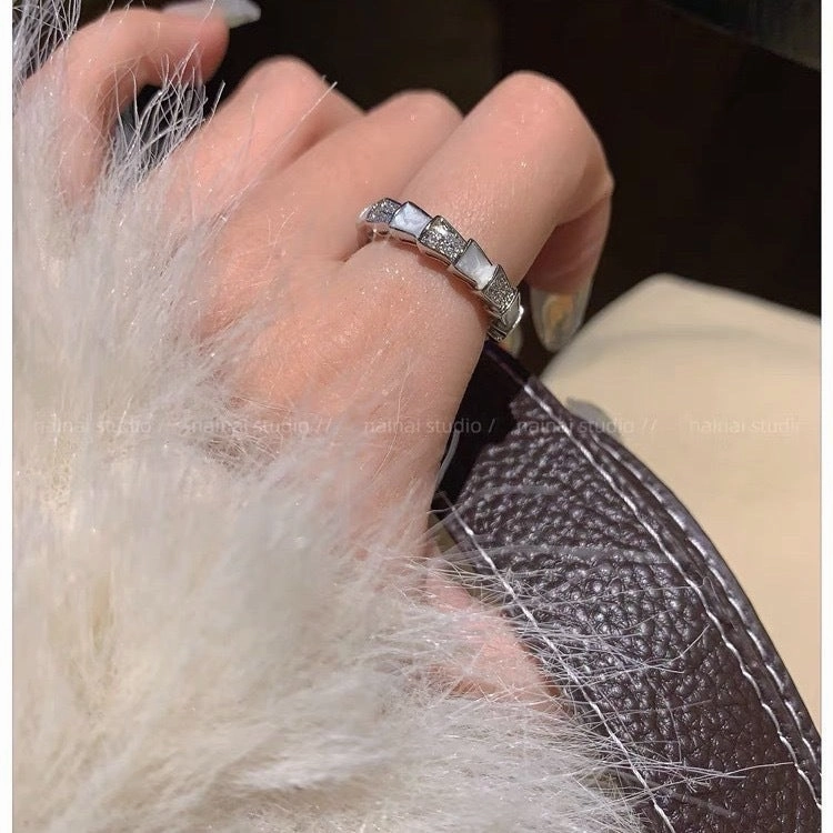 Wholesale Snake Ring ~ Super Immortal Zircon bling High-grade Light Luxury Niche Design Finger Ring Opening Adjustable Ring