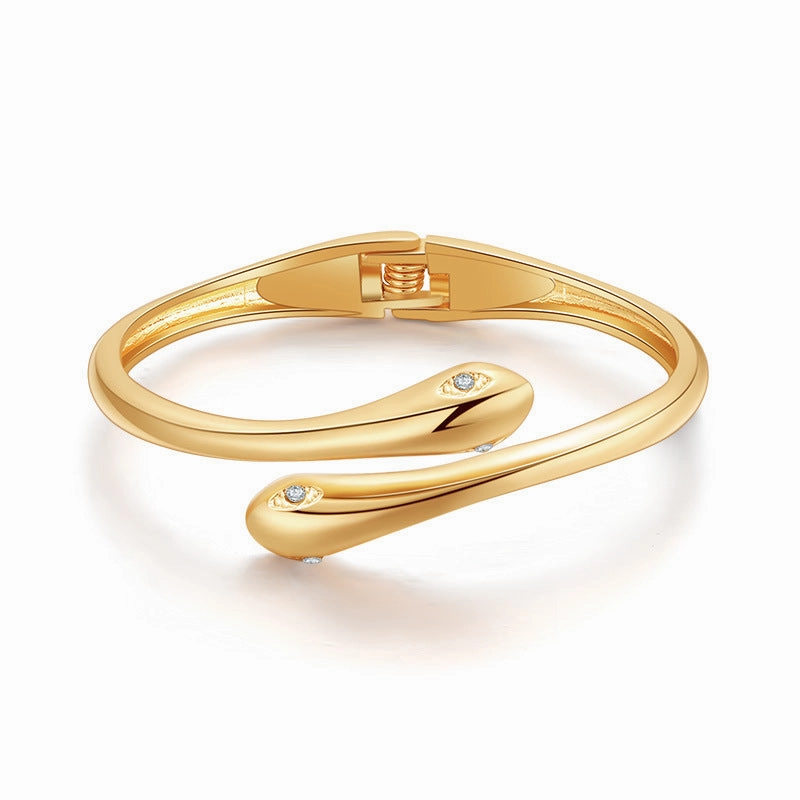 Wholesale Snake-shaped Open Metal Texture Bracelet