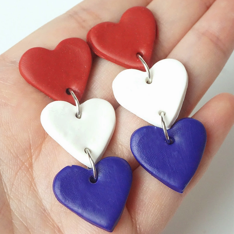 Wholesale soft pottery fashion earrings love color clay earrings