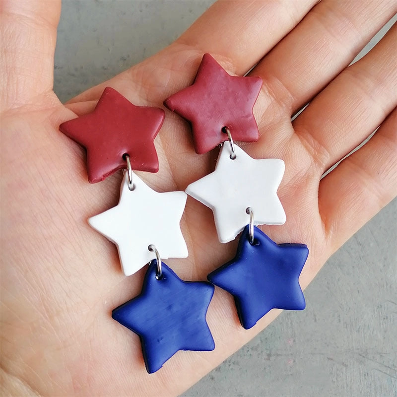 Wholesale soft pottery fashion earrings love color clay earrings