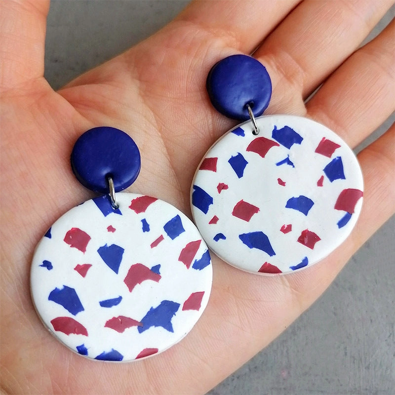 Wholesale soft pottery fashion earrings love color clay earrings