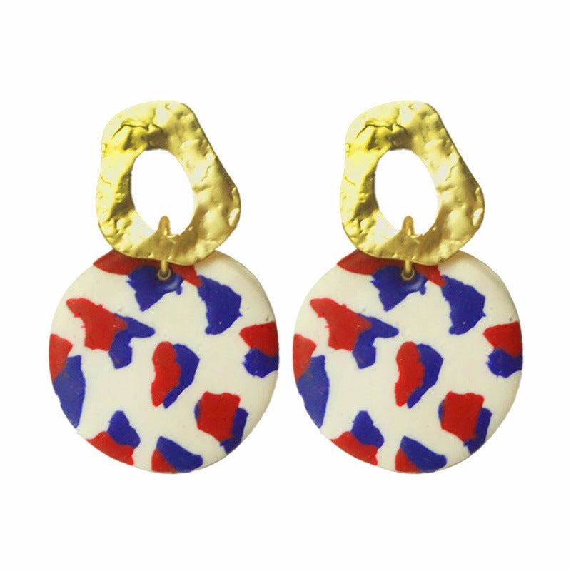 Wholesale soft pottery fashion earrings love color clay earrings