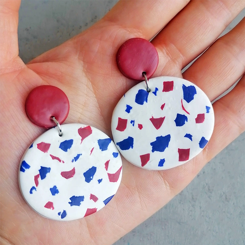 Wholesale soft pottery fashion earrings love color clay earrings
