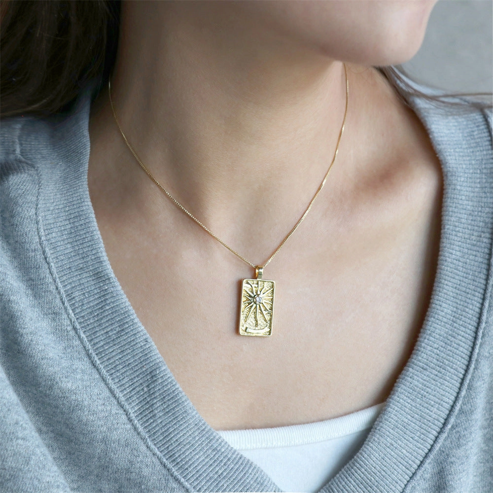 Wholesale Solomon Tarot Pendant Copper Necklace Set