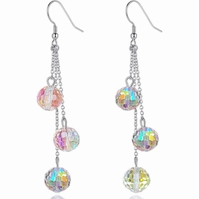 Wholesale Sparkling Disco Girl Party Dance Colorful Glass Crystal 925 Sterling Silver Hypoallergenic Earrings