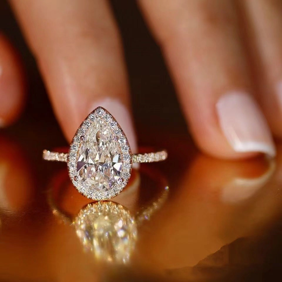 Wholesale Sparkling Drop Shape Zirconia Wedding Ring