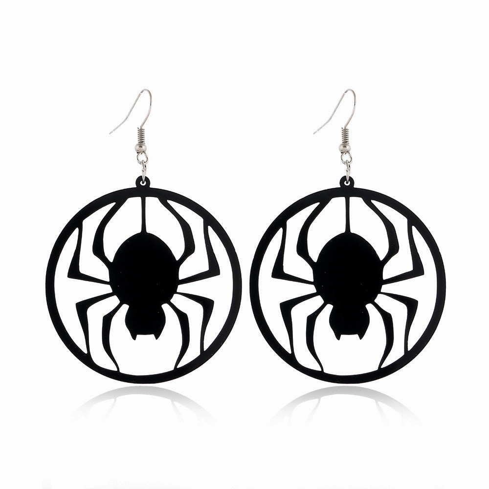 Wholesale Spider Pumpkin Witch Black Cat Round Acrylic Halloween Earrings