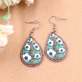 Wholesale Sports Football World Cup Cow Print Leopard Print Acrylic Earrings
