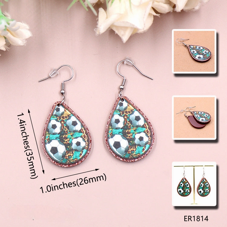 Wholesale Sports Football World Cup Cow Print Leopard Print Acrylic Earrings