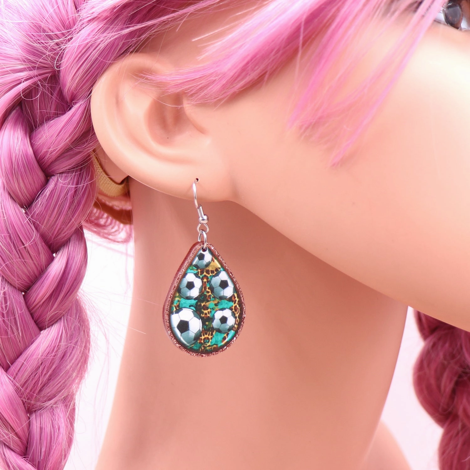 Wholesale Sports Football World Cup Cow Print Leopard Print Acrylic Earrings