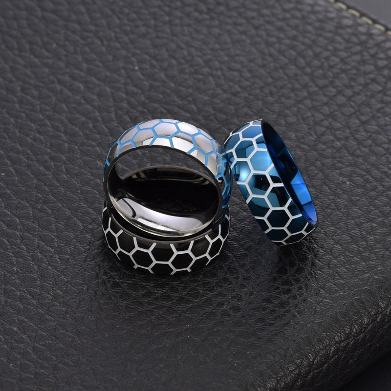 Wholesale Sports Style Luminous Football World Cup Pattern Men's Stainless Steel Rings