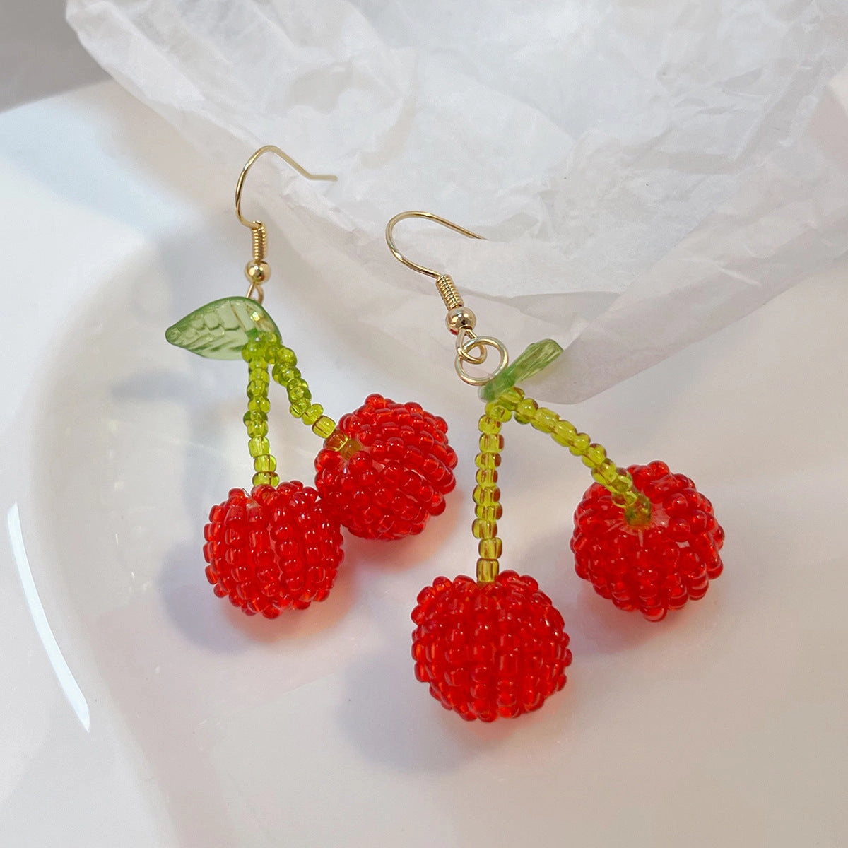 Wholesale Spring and summer colorful flower earrings handmade crystal beaded braided long earrings