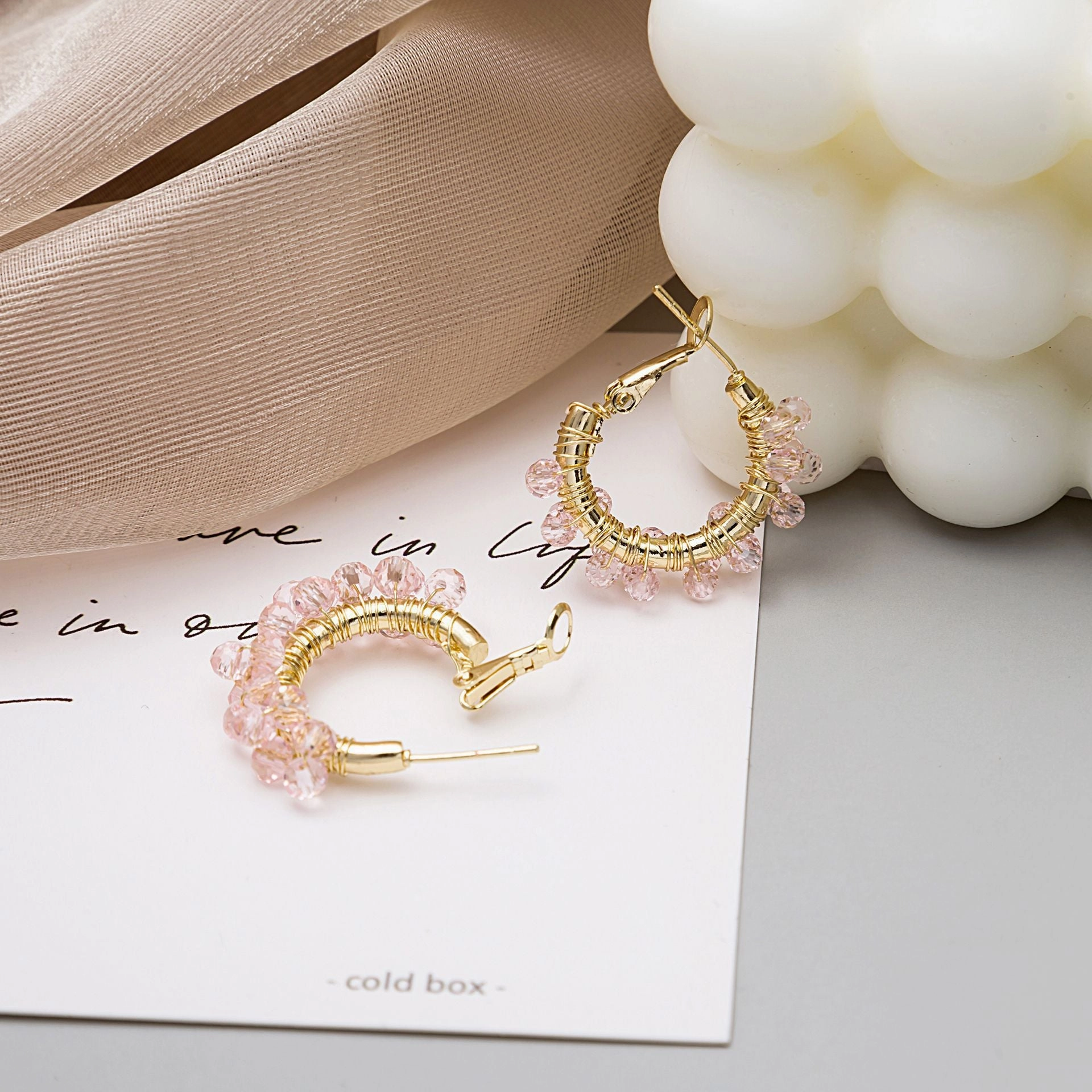 Wholesale Spring and summer colorful flower earrings handmade crystal beaded braided long earrings