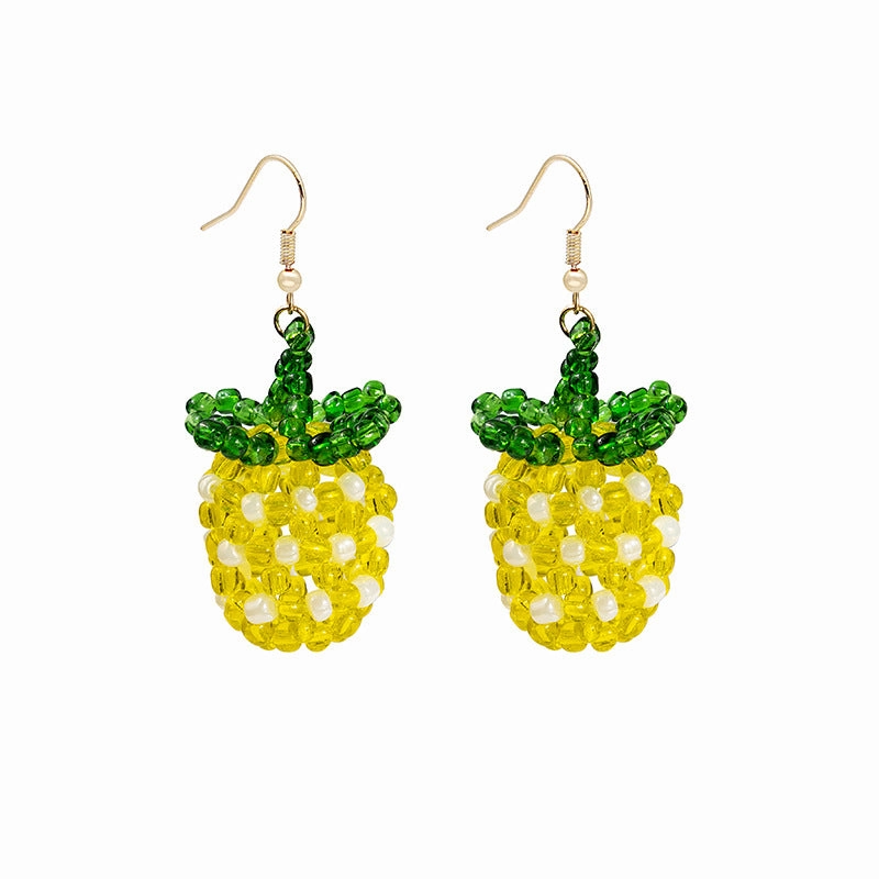 Wholesale Spring and summer colorful flower earrings handmade crystal beaded braided long earrings