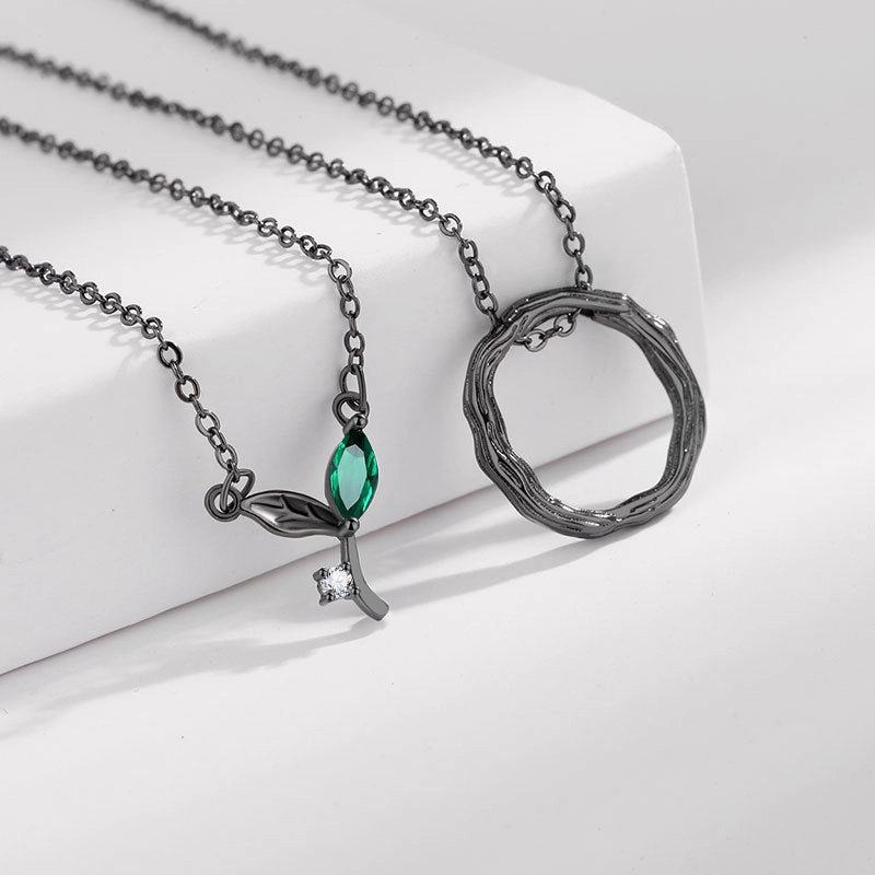 Wholesale Sprout Ring Couple Copper Necklaces