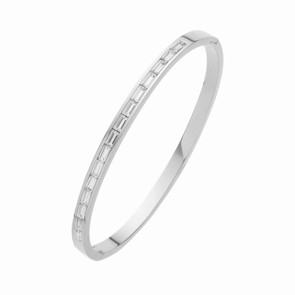 Wholesale Square Diamond Titanium Steel Colored Diamond Bracelet