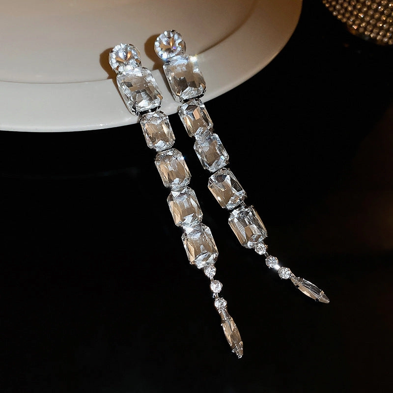 Wholesale Square Long Tassel Earrings and Necklace Set