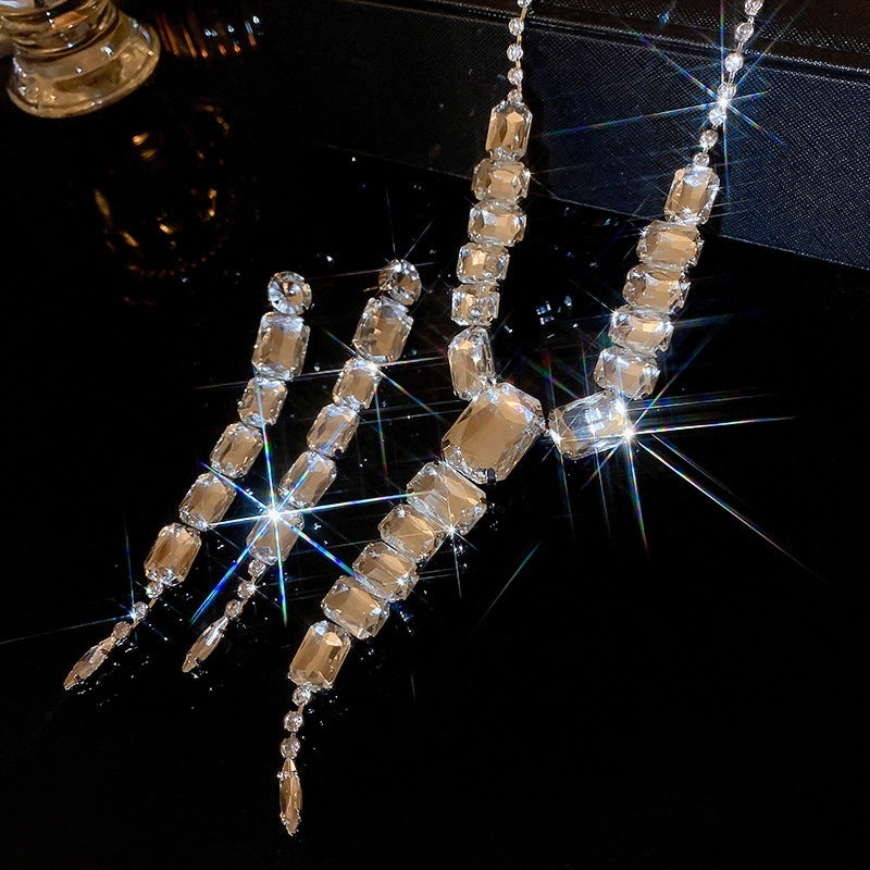 Wholesale Square Long Tassel Earrings and Necklace Set