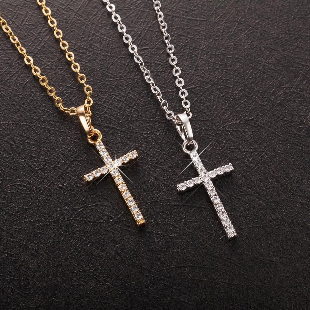 Wholesale Square Zircon Cross Alloy Necklace