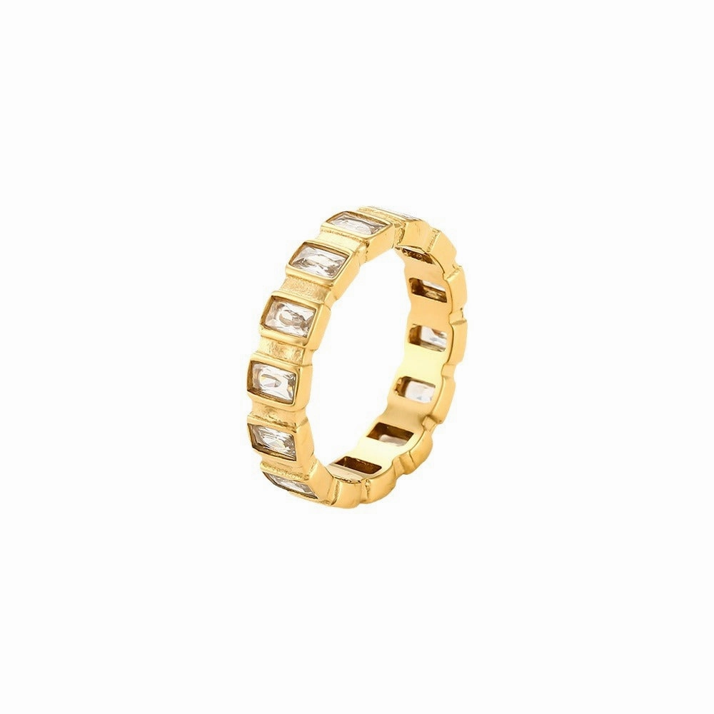 Wholesale Square Zirconia Inlaid Stainless Steel Ring