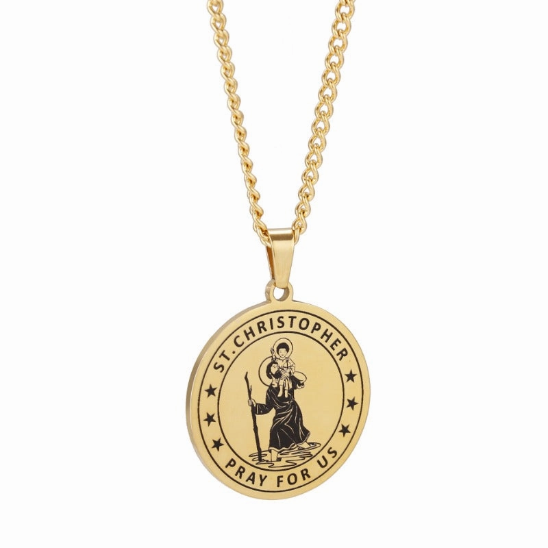 Wholesale St. Christopher Stainless Steel Travel Amulet High-end Niche Necklaces