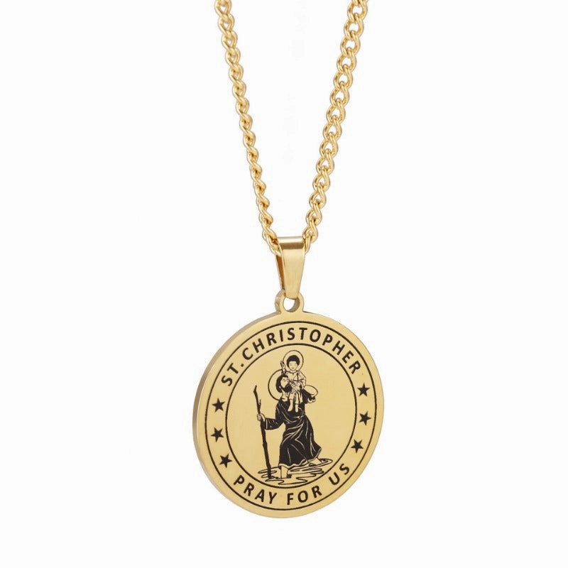 Wholesale St. Christopher Stainless Steel Travel Amulet High-end Niche Necklaces