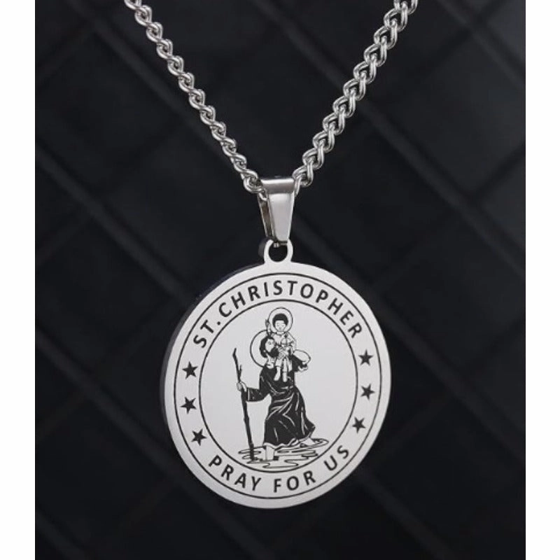 Wholesale St. Christopher Stainless Steel Travel Amulet High-end Niche Necklaces