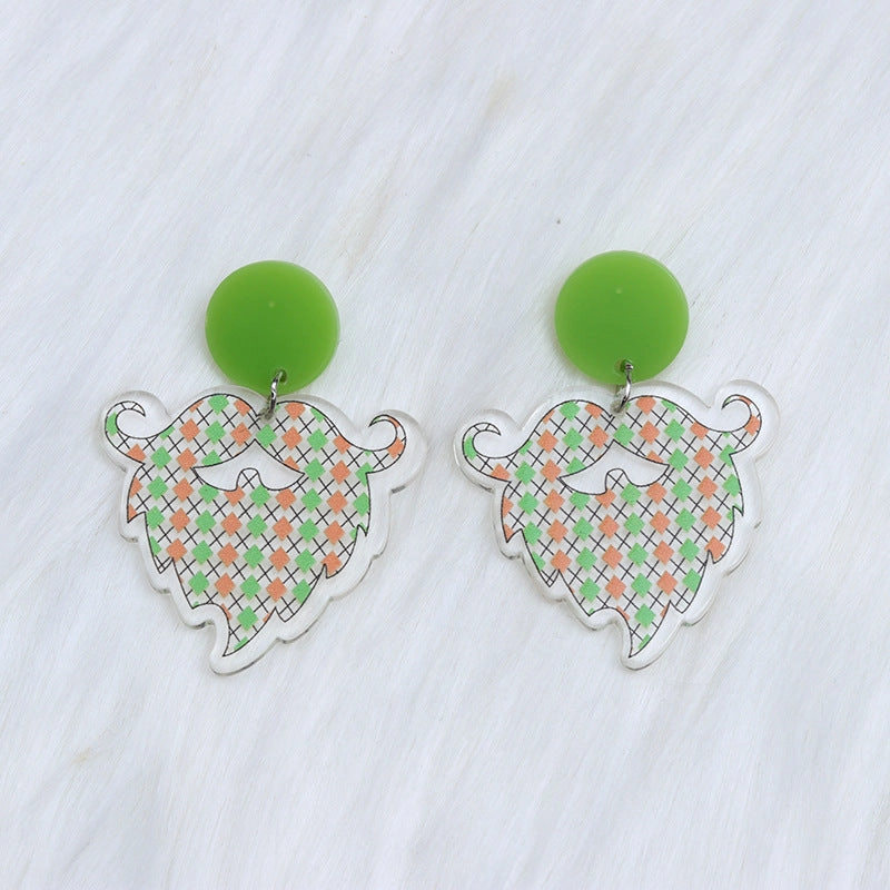 Wholesale St. Patrick's Balloon Clover Hat Acrylic Earrings