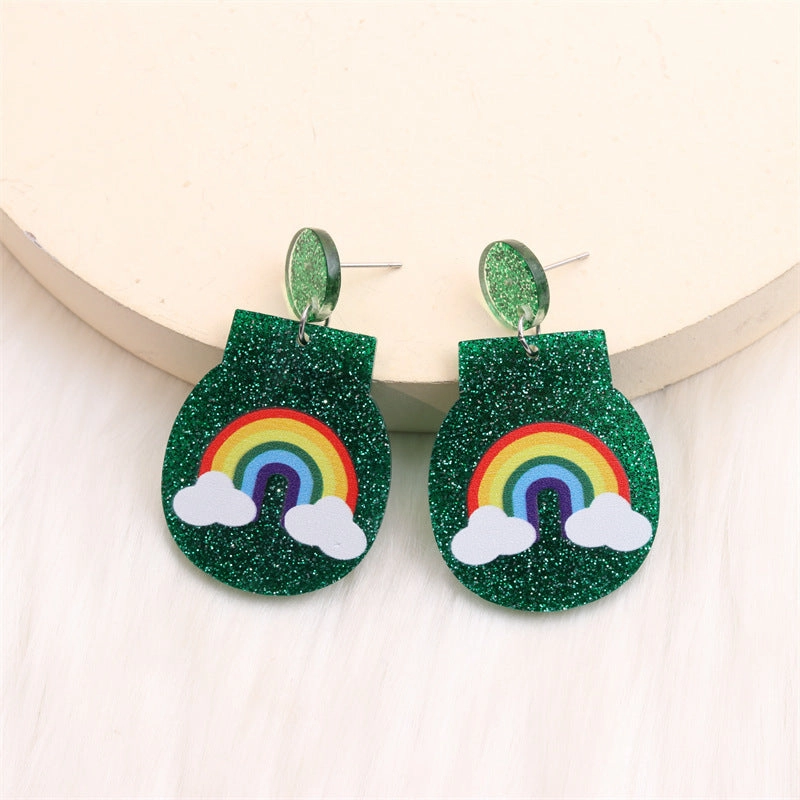 Wholesale St. Patrick's Clover Acrylic Earrings