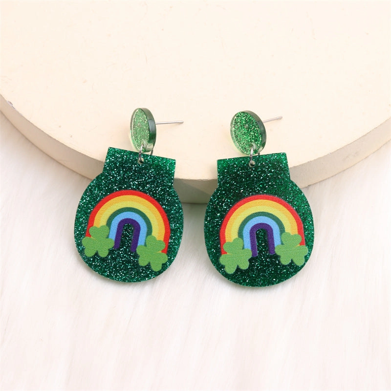 Wholesale St. Patrick's Clover Acrylic Earrings