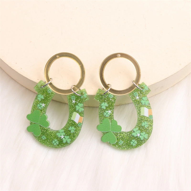 Wholesale St. Patrick's Clover Acrylic Earrings