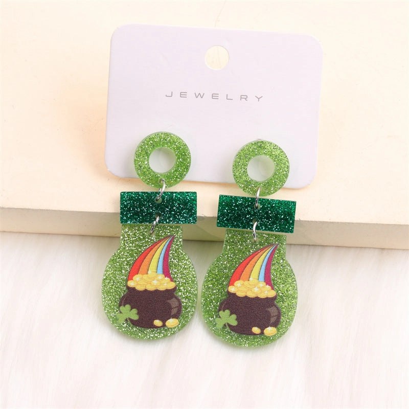 Wholesale St. Patrick's Clover Acrylic Earrings
