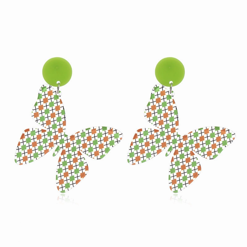 Wholesale St. Patrick's Day Acrylic Trefoil Butterfly Earrings