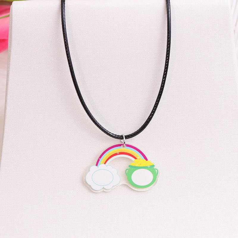 Wholesale St. Patrick's Day Beer Shamrock Rainbow Hat Pipe Necklace