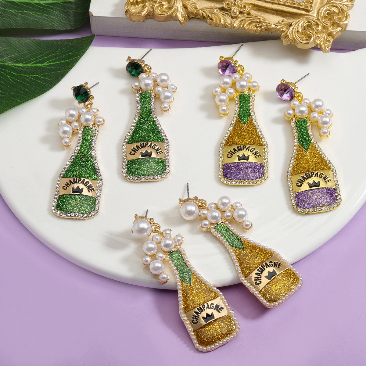 Wholesale St. Patrick's Day Carnival Color-blocked Oil Drop Personality Fashion Street Party Earrings