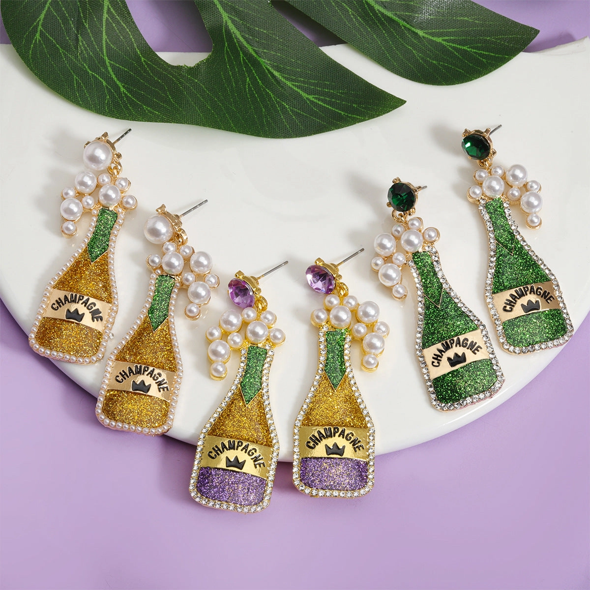 Wholesale St. Patrick's Day Carnival Color-blocked Oil Drop Personality Fashion Street Party Earrings