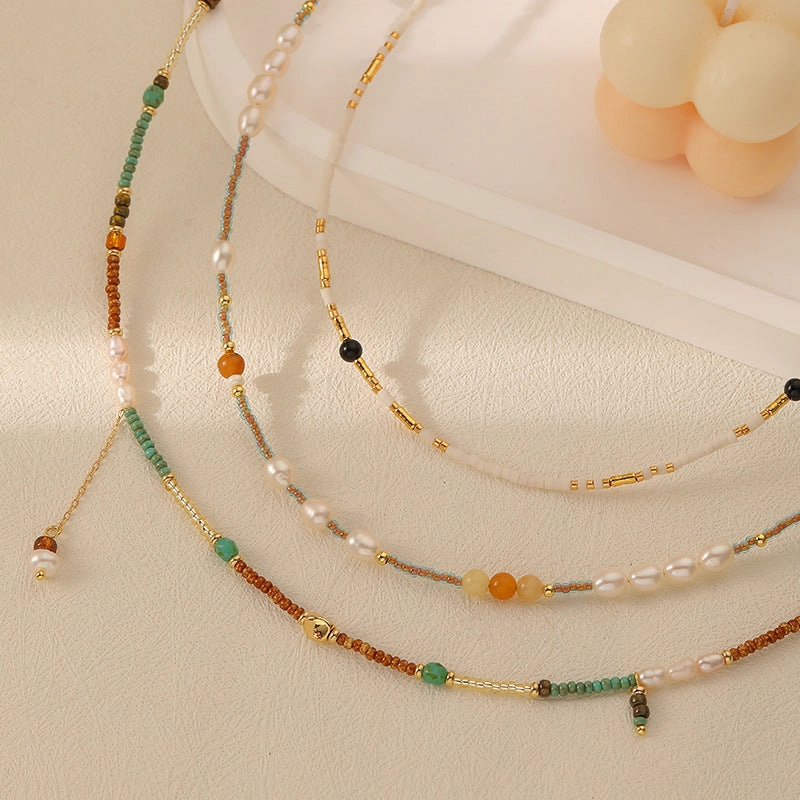 Wholesale Stacked Millet Beads Colorful Beaded Necklace