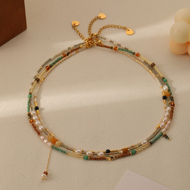 Wholesale Stacked Millet Beads Colorful Beaded Necklace