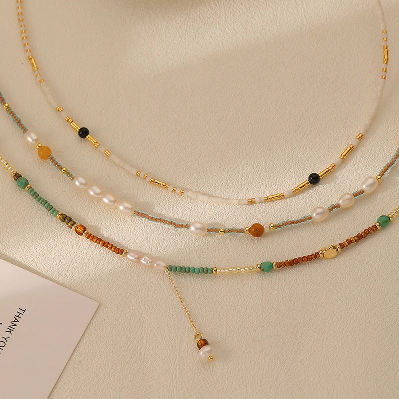 Wholesale Stacked Millet Beads Colorful Beaded Necklace
